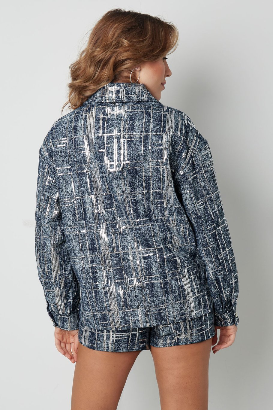 Veste look denim à paillettes - bleu - S Image11